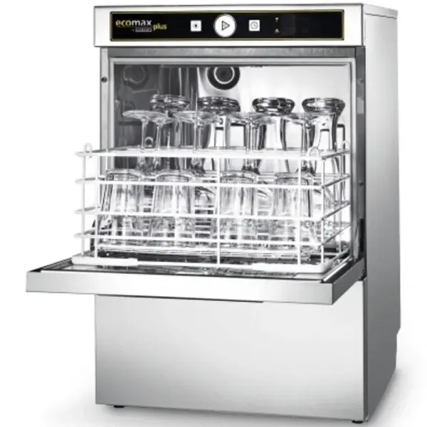 Glazenspoelmachine | ECOMAX PLUS | Mand 500x500 | Afvoerpomp | Zeeppomp | Naglanspomp | 230V/400V | Dubbelwandig | 600x603x825(h)mm