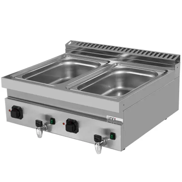 Bain-Marie | 700 SERIE | Elektrisch | 2x 1/1 GN | 30°C/90°C | 3kW (230V) | Aftapkranen | 800x700x300(h)mm