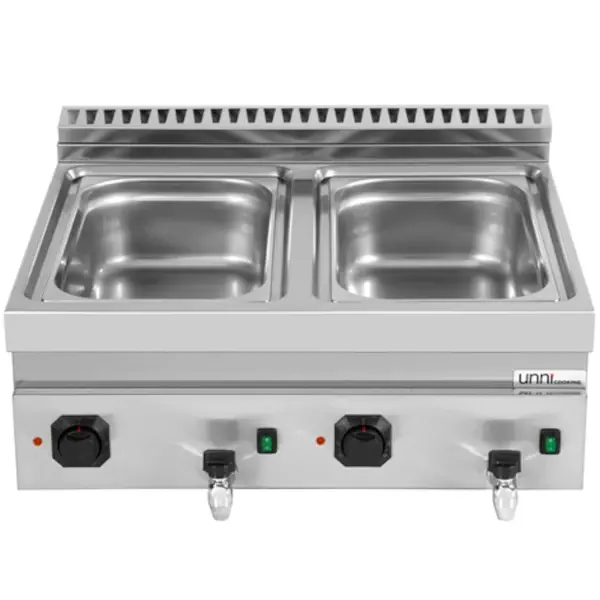 Bain-Marie | 700 SERIE | Elektrisch | 2x 1/1 GN | 30°C/90°C | 3kW (230V) | Aftapkranen | 800x700x300(h)mm