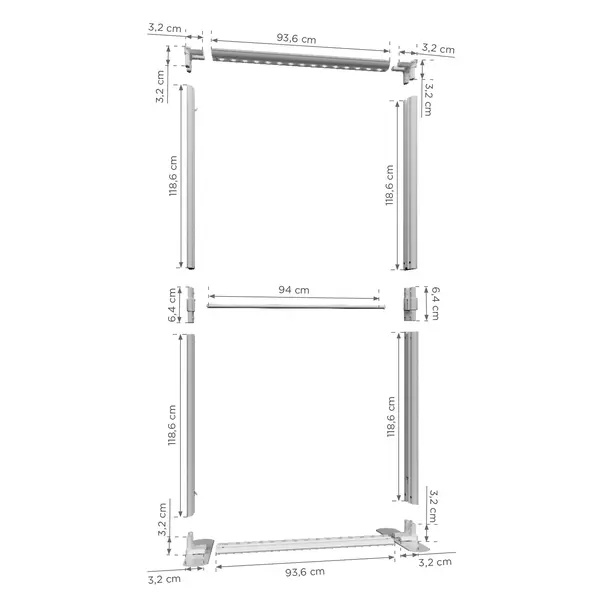 LED-Frame | LUMIX™ | Aluminium | Dubbelzijdig | Modulair | Incl. Roltas | 1000x120x2500(h)mm