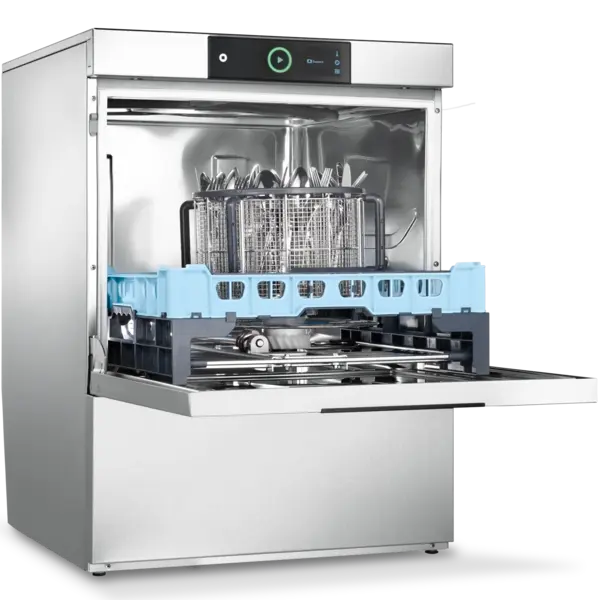 Glazenspoelmachine | Mand 500x500 | Afvoerpomp | Zeeppomp | Naglanspomp | 230V/400V | Touchscreen + App | Dubbelwandig | 600x603x825(h)mm