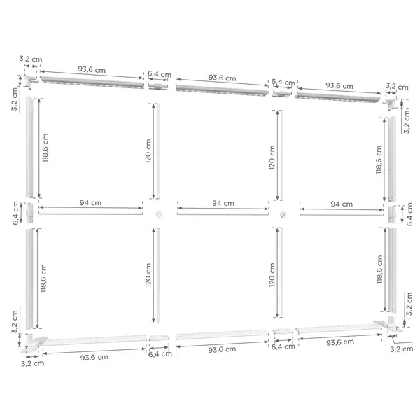 LED-Frame | LUMIX™ | Aluminium | Dubbelzijdig | Modulair | Incl. Roltas | 3000x120x2500(h)mm
