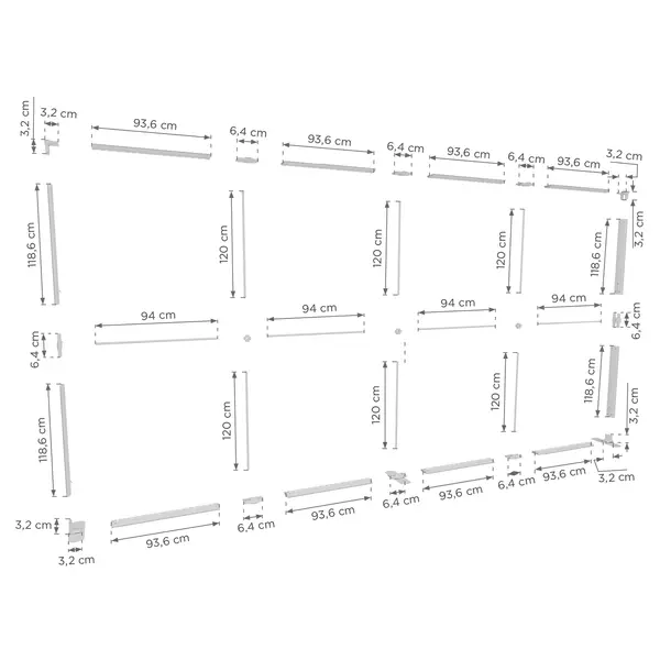 Modulair LED-Frame | LUMIX™ | Aluminium | Dubbelzijdig | Incl. Roltas | 4000x120x2500(h)mm
