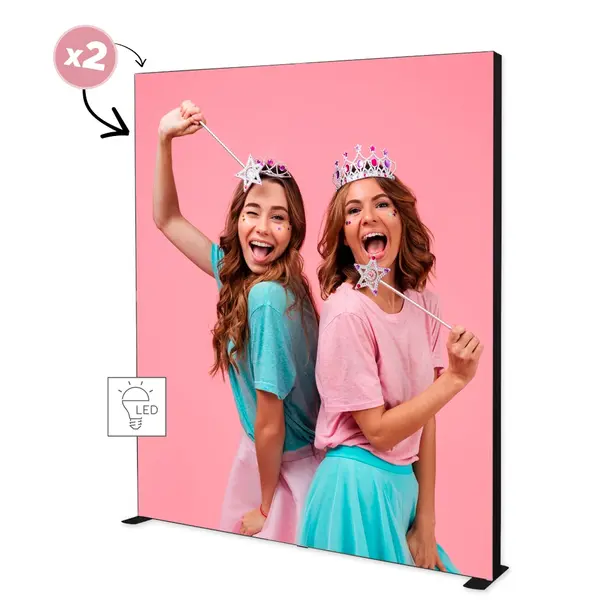 LED-Frame | LUMIX™ BLACK | Aluminium | Dubbelzijdig | Modulair | Incl. Rolkoffer | 2000x120x2500(h)mm