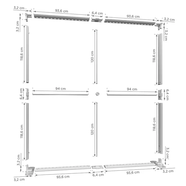 LED-Frame | LUMIX™ BLACK | Aluminium | Dubbelzijdig | Modulair | Incl. Rolkoffer | 2000x120x2500(h)mm