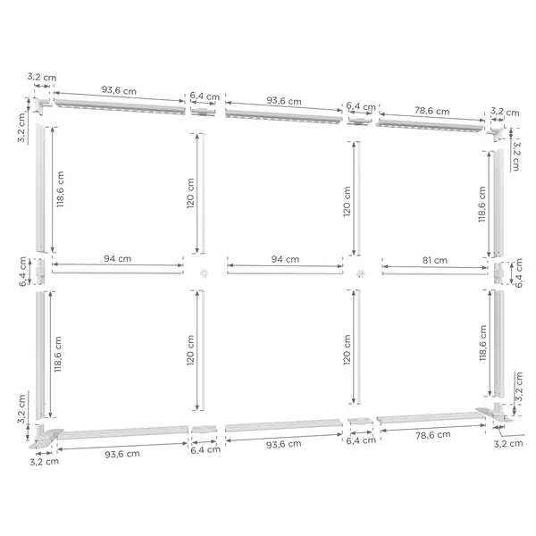 LED-Frame | LUMIX™ BLACK | Aluminium | Dubbelzijdig | Modulair | Incl. Rolkoffer | 2850x120x2500(h)mm