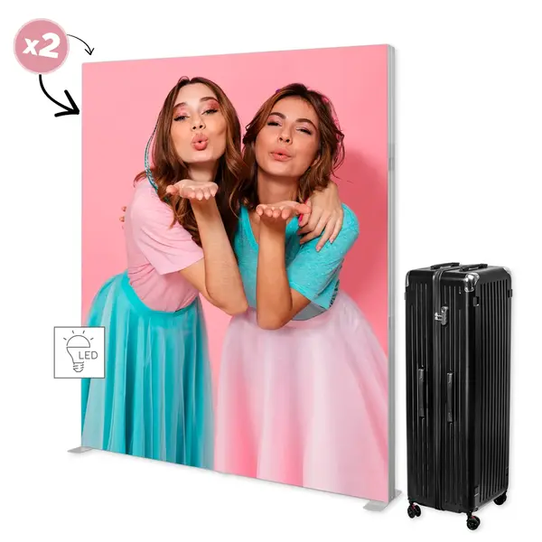 LED-Frame | LUMIX™ PRO | Aluminium | Dubbelzijdig | Modulair | Incl. Rolkoffer | 2000x120x2500(h)mm