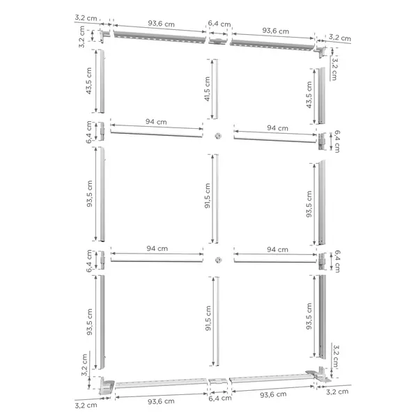 LED-Frame | LUMIX™ PRO | Aluminium | Dubbelzijdig | Modulair | Incl. Rolkoffer | 2000x120x2500(h)mm
