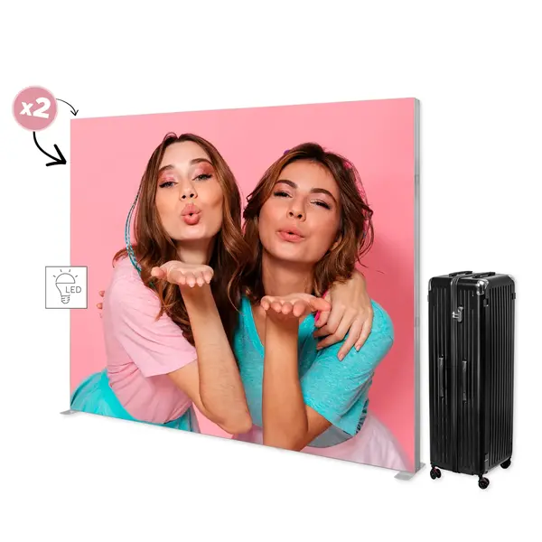 Modulair LED-Frame | LUMIX™ PRO | Aluminium | Dubbelzijdig | Incl. Rolkoffer | 2850x120x2500(h)mm