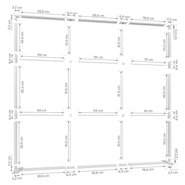LED-Frame | LUMIX™ PRO | Aluminium | Dubbelzijdig | Modulair | Incl. Rolkoffer | 2850x120x2500(h)mm