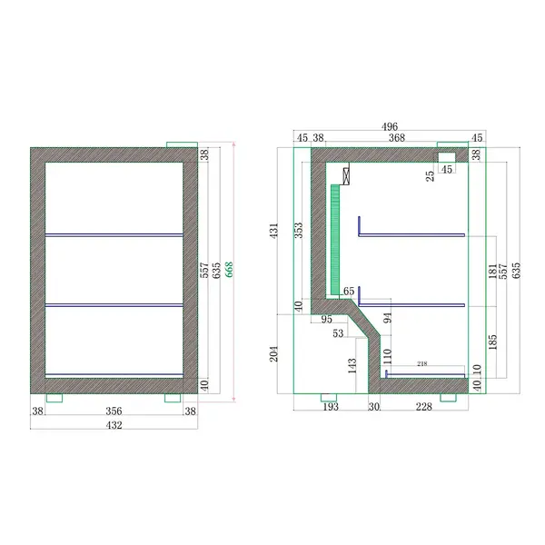 Minibar | SERIE BC | 67L | Zwart | +2°C/+10°C | Statisch + Ventilator | 432x496x668(h)mm