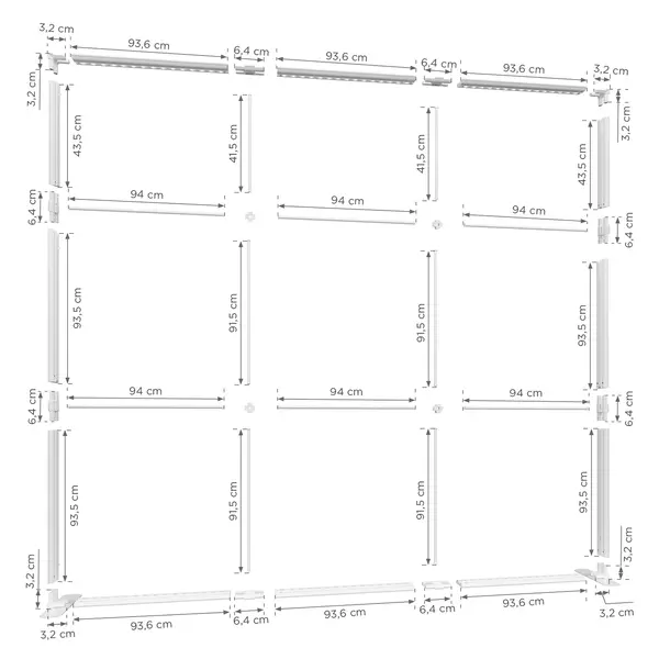 Modulair LED-Frame | LUMIX™ PRO | Aluminium | Dubbelzijdig | Incl. Rolkoffer | 3000x120x2500(h)mm
