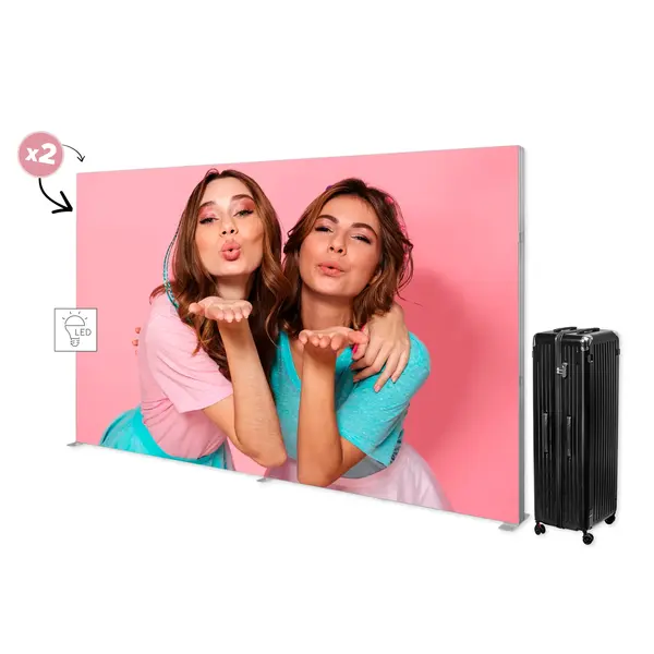 Modulair LED-Frame | LUMIX™ PRO | Aluminium | Dubbelzijdig | Incl. Rolkoffer | 4000x120x2500(h)mm