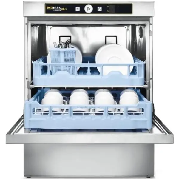 Horeca Vaatwasser | ECOMAX PLUS | Mand 500x500 | Afvoerpomp | Zeeppomp | Naglanspomp | 230V/400V | Dubbelwandig | 600x603x825(h)mm