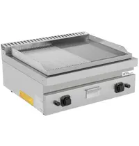 UNNI-COOKING Bak-/Grillplaat | 700 SERIE | Gas | Glad/Gegroefd Oppervlak 740x565 (RVS) | 80°C/300°C | 13kW | Piëzo Ontsteking | 800x700x300(h)mm