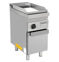 UNNI-COOKING Bak-/Grillplaat | 700 SERIE | Elektrisch | Glad Oppervlak 380x565 (Verchroomd) | 100°C/300°C | 4.5kW (400V) | Gesloten Onderkast | 400x700x850/900(h)mm