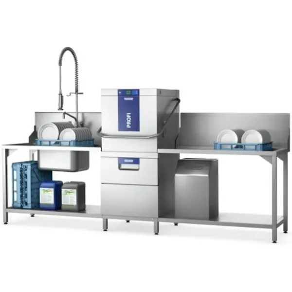 Doorschuifvaatwasser | PROFI | Mand 2x 500x500 (Dubbele Belading) | Afvoerpomp | Zeeppomp | Naglanspomp | 400V | Touchscreen + App | Dubbelwandig | 713x995x1995(h)mm