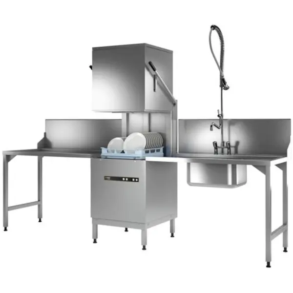 Doorschuifvaatwasser | ECOMAX | Mand 500x500 | Afvoerpomp | Zeeppomp | Naglanspomp | 400V | 635x742x1480(h)mm