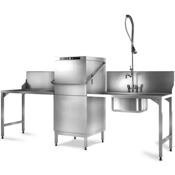 Doorschuifvaatwasser | ECOMAX PLUS | Mand 500x500 | Afvoerpomp | Zeeppomp | Naglanspomp | 230V/400V | 635x742x1510(h)mm