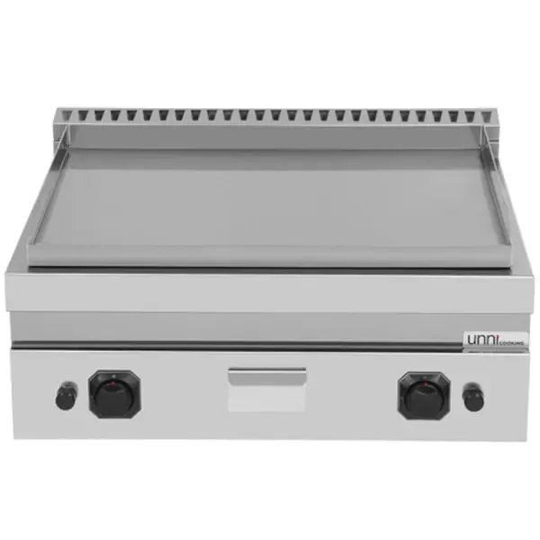 Bak-/Grillplaat | 700 SERIE | Gas | Glad Oppervlak 740x565 (RVS) | 80°C/300°C | 13kW | Piëzo Ontsteking | 800x700x300(h)mm