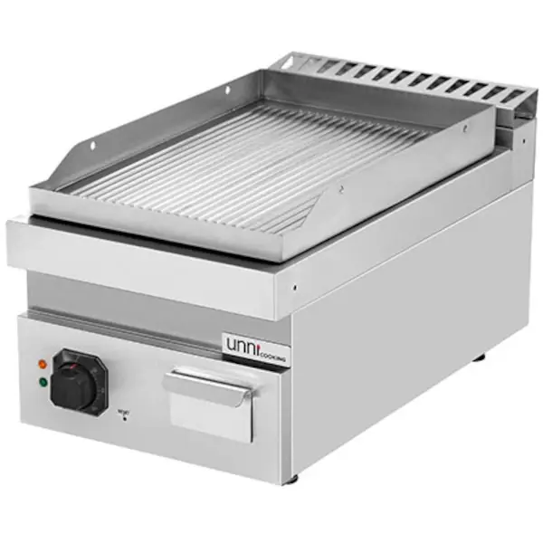 Bak-/Grillplaat | 700 SERIE | Elektrisch | Gegroefd Oppervlak 380x565 (RVS) | 100°C/300°C | 4.5kW (400V) | 400x700x300(h)mm
