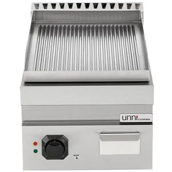 Bak-/Grillplaat | 700 SERIE | Elektrisch | Gegroefd Oppervlak 380x565 (RVS) | 100°C/300°C | 4.5kW (400V) | 400x700x300(h)mm