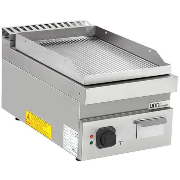 Bak-/Grillplaat | 700 SERIE | Elektrisch | Gegroefd Oppervlak 380x565 (RVS) | 100°C/300°C | 4.5kW (400V) | 400x700x300(h)mm