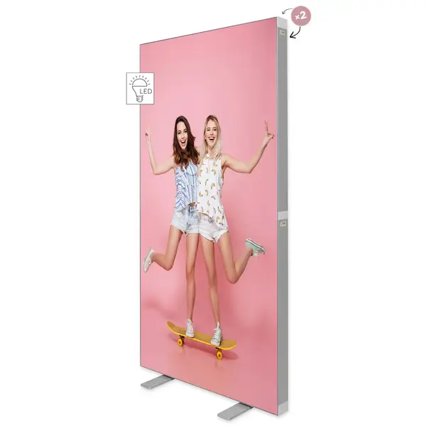 LED-Frame | BOX™ FLEX | Aluminium | Dubbelzijdig | Modulair | Uitvouwbaar | Incl. Draagtas | 1000x85x2000(h)mm