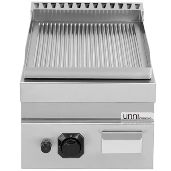 Bak-/Grillplaat | 700 SERIE | Gas | Gegroefd Oppervlak 380x565 (Verchroomd) | 80°C/300°C | 6.5kW | Piëzo Ontsteking | 400x700x300(h)mm