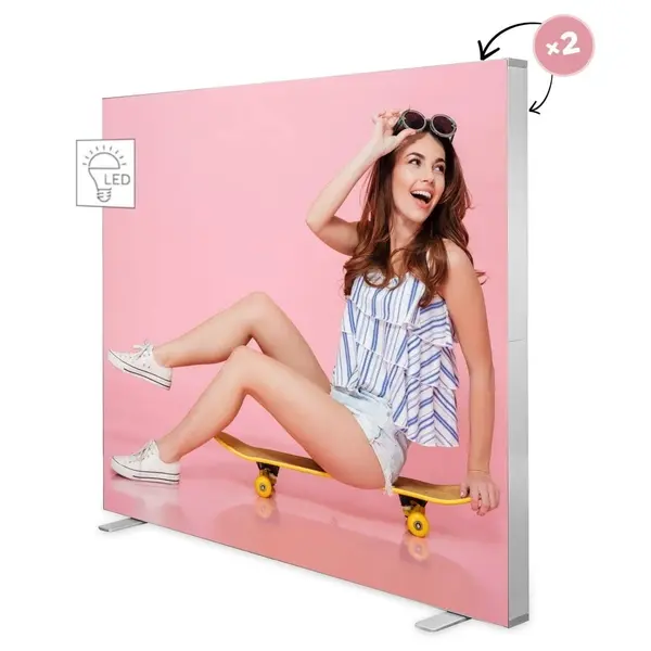 LED-Frame | BOX™ PLUS | Staal/Aluminium | Dubbelzijdig | Incl. Roltas | 2000x100x2000(h)mm