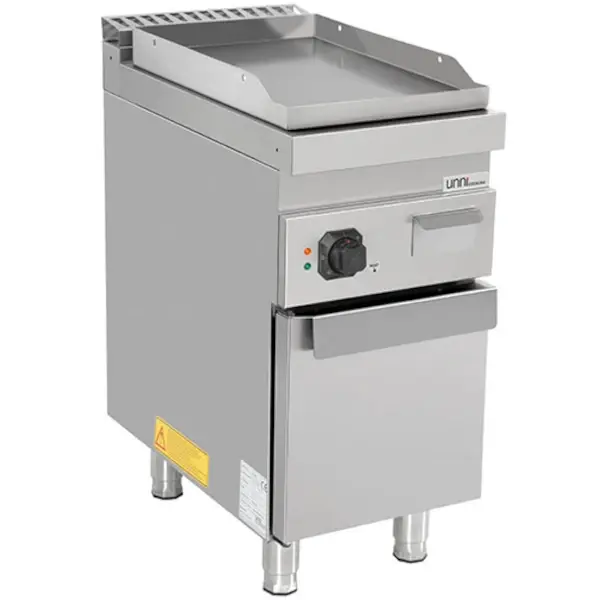 Bak-/Grillplaat | 700 SERIE | Elektrisch | Glad Oppervlak 380x565 (RVS) | 100°C/300°C | 4.5kW (400V) | Gesloten Onderkast | 400x700x850/900(h)mm