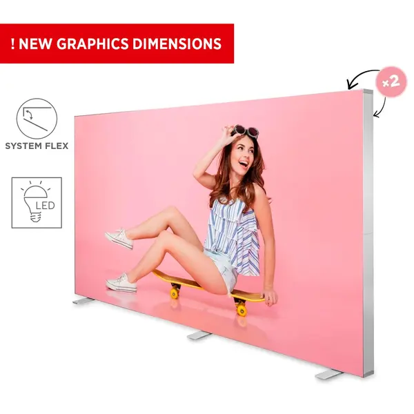 LED-Frame | BOX™ 2.0 PLUS | Staal/Aluminium | Dubbelzijdig | Incl. Roltas | 3000x100x2000(h)mm