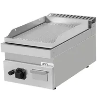 UNNI-COOKING Bak-/Grillplaat | 700 SERIE | Gas | Gegroefd Oppervlak 380x565 (RVS) | 80°C/300°C | 6.5kW | Piëzo Ontsteking | 400x700x300(h)mm