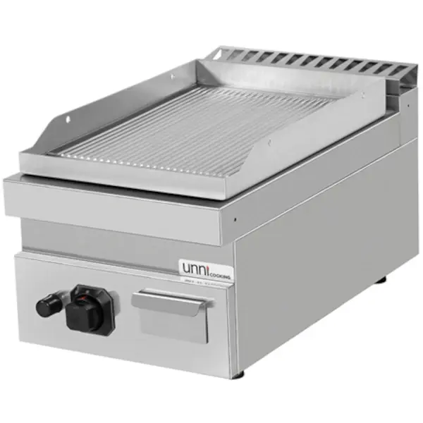 Bak-/Grillplaat | 700 SERIE | Gas | Gegroefd Oppervlak 380x565 (RVS) | 80°C/300°C | 6.5kW | Piëzo Ontsteking | 400x700x300(h)mm