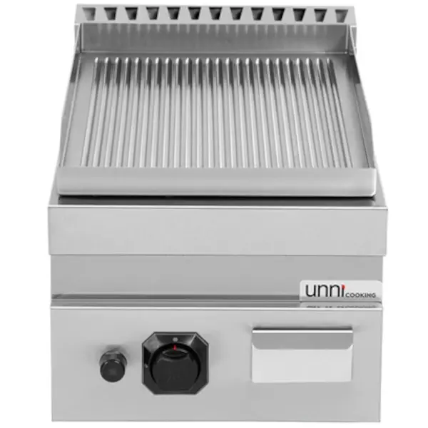 Bak-/Grillplaat | 700 SERIE | Gas | Gegroefd Oppervlak 380x565 (RVS) | 80°C/300°C | 6.5kW | Piëzo Ontsteking | 400x700x300(h)mm