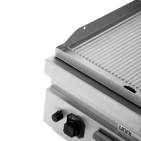 Bak-/Grillplaat | 700 SERIE | Gas | Gegroefd Oppervlak 380x565 (RVS) | 80°C/300°C | 6.5kW | Piëzo Ontsteking | 400x700x300(h)mm