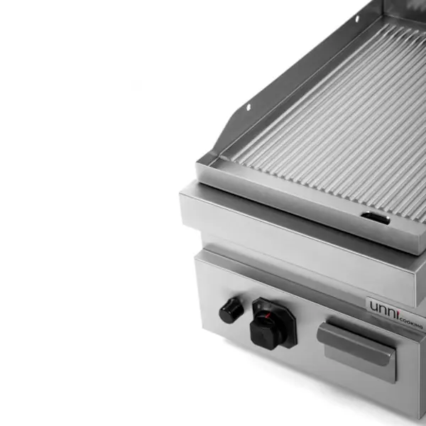 Bak-/Grillplaat | 700 SERIE | Gas | Gegroefd Oppervlak 380x565 (RVS) | 80°C/300°C | 6.5kW | Piëzo Ontsteking | 400x700x300(h)mm