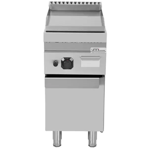 Bak-/Grillplaat | 700 SERIE | Gas | Glad Oppervlak 380x565 (RVS) | 80°C/300°C | 6.5kW | Piëzo Ontsteking | Gesloten Onderkast | 400x700x850/900(h)mm