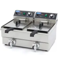 Maxima Friteuse | Elektrisch | 10+10L | 50°C/200°C | 6kW (2x 230V) | Aftapkranen | 575x500x350(h)mm 