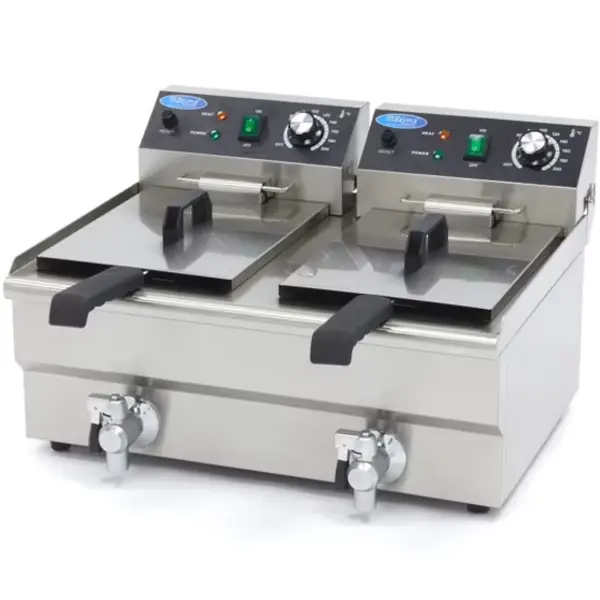 Friteuse | Elektrisch | 10+10L | 50°C/200°C | 6kW (2x 230V) | Aftapkranen | 575x500x350(h)mm