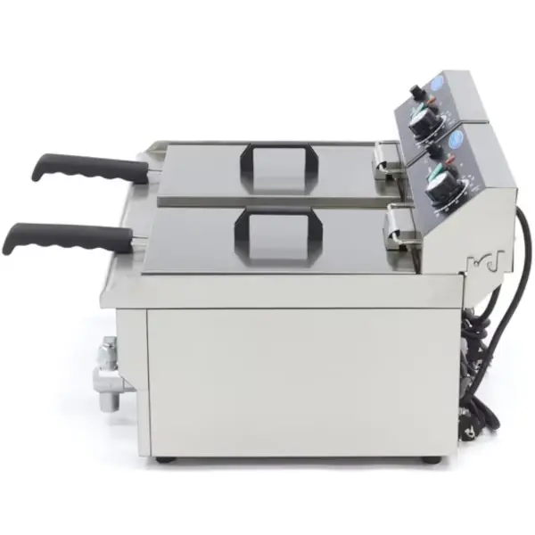 Friteuse | Elektrisch | 10+10L | 50°C/200°C | 6kW (2x 230V) | Aftapkranen | 575x500x350(h)mm