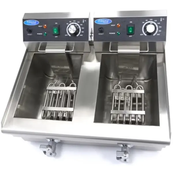 Friteuse | Elektrisch | 10+10L | 50°C/200°C | 6kW (2x 230V) | Aftapkranen | 575x500x350(h)mm