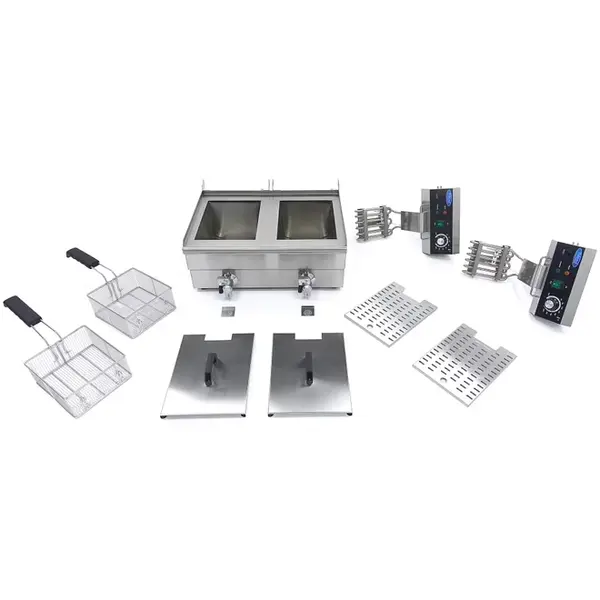Friteuse | Elektrisch | 10+10L | 50°C/200°C | 6kW (2x 230V) | Aftapkranen | 575x500x350(h)mm
