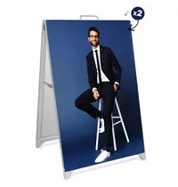 Luxus Stoepbord | SEG™ | Zilvergrijs | Textielprint (2x 610x914) | 612x555x933(h)mm