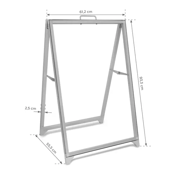 Stoepbord | SEG™ | Grijs | Textielprint (2x 610x914) | 612x555x933(h)mm