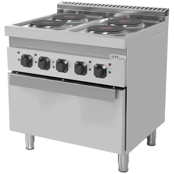 Fornuis + Oven | 700 SERIE | Elektrisch | 4 Kookpunten (Ø220) + 1/1 GN Oven | 14.2kW (400V) | 800x700x850(h)mm