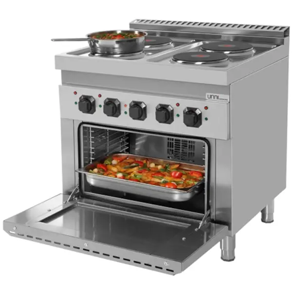 Fornuis + Oven | 700 SERIE | Elektrisch | 4 Kookpunten (Ø220) + 1/1 GN Oven | 14.2kW (400V) | 800x700x850(h)mm