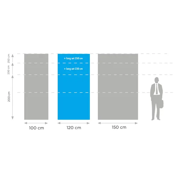 Modulaire Beurswand | MEGA SEG™ | Aluminium | Dubbelzijdig | Incl. Draagtas | 1200x42x2000(h)mm