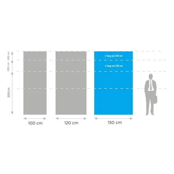 Modulaire Beurswand | MEGA SEG™ | Aluminium | Dubbelzijdig | Incl. Draagtas | 1500x42x2000(h)mm