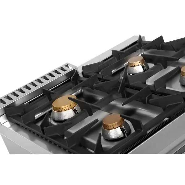 Fornuis + Oven | 700 SERIE | Gas | 4 Branders (3x 6.5kW, 1x 9kW) + 2/1 GN Oven (6.5kW) | Waakvlam/Piëzo | 8000x700x850/900(h)mm